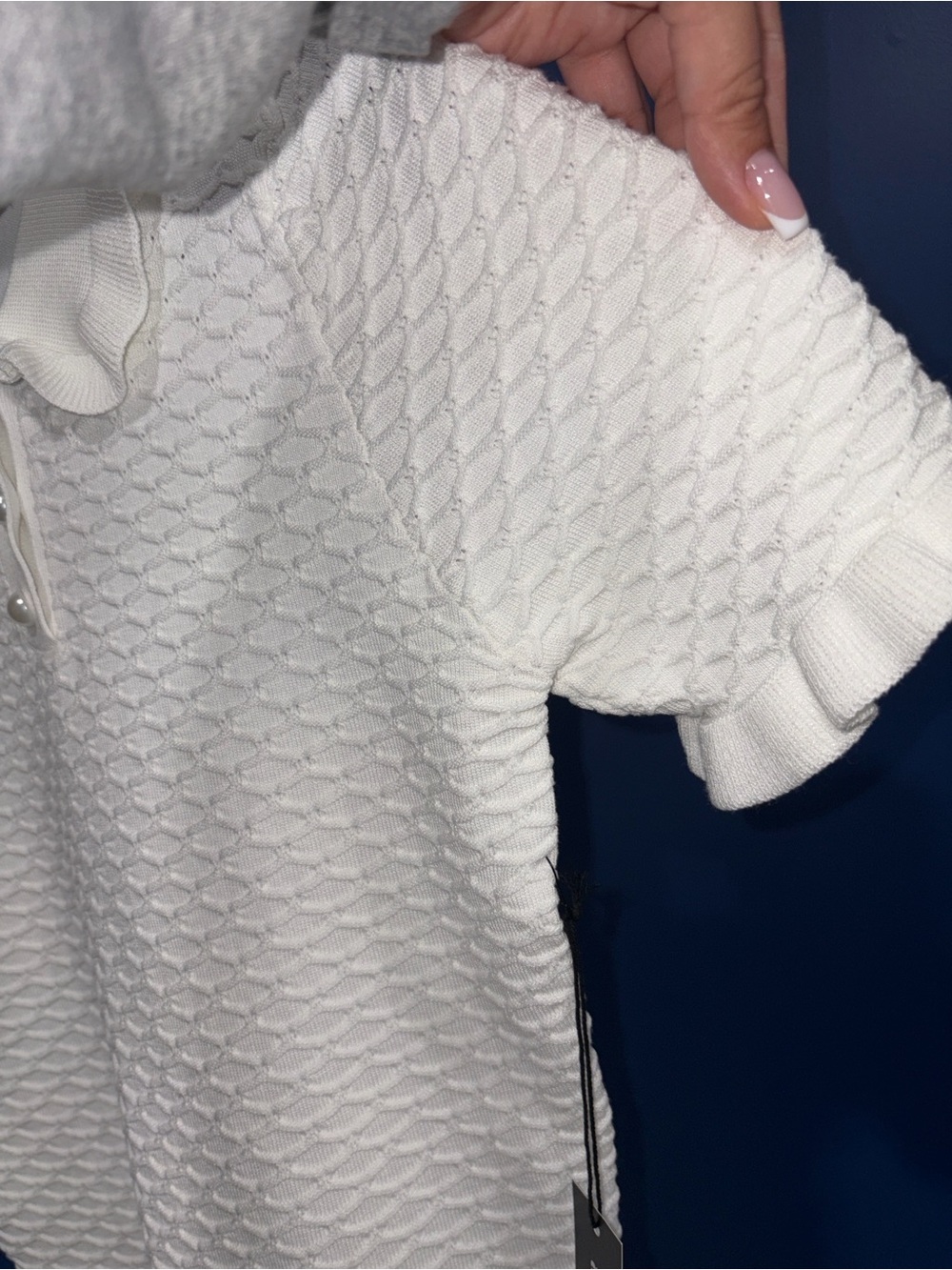 Alice Blue - NWT White Textured Knit Polo Top โ Size Large ๐ค - Picture 8 of 16
